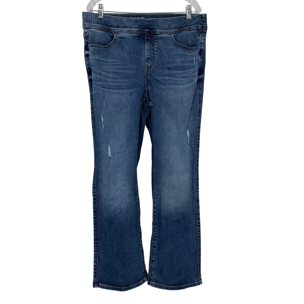 Torrid Lean Jean Slim Boot Women's Size 14/16 Blue Distressed Pull On Super Soft